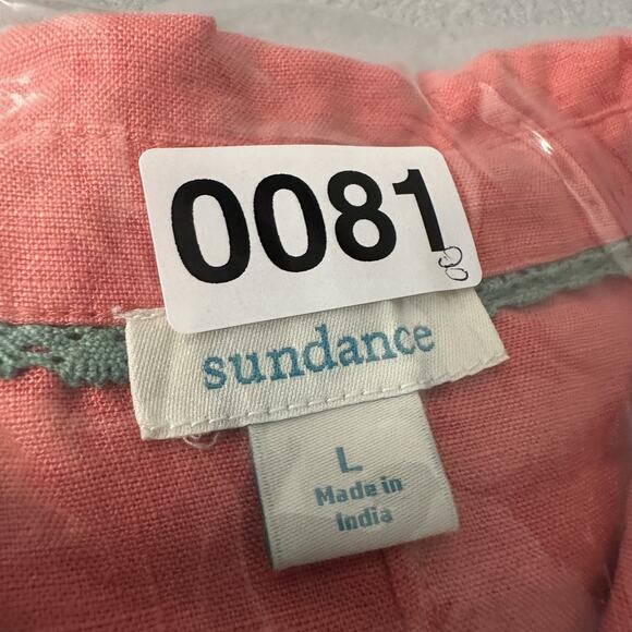 Sundance 100% Linen Shirt Button Up Collared Short Sleeve Coral Women’s Large - Picture 13 of 13